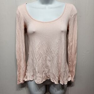 Charlotte Russe‎ Top XS Pink Long Sleeve Lace Back Casual Lightweight B973